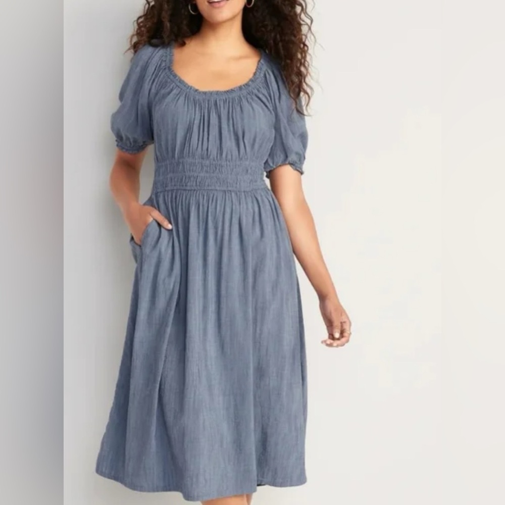 Old Navy Waist Defined Flutter Sleeve Smocked Dress -Size M